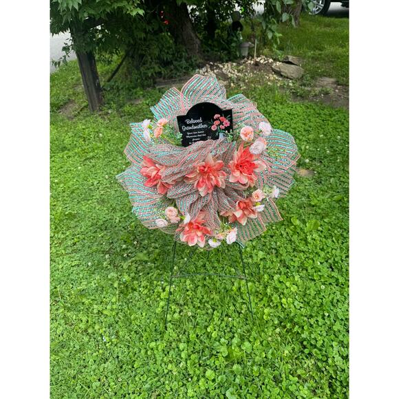 Sunflower Grandma Grandmother Mesh Wreath Cemetery Decoration, Grave Marker xxx - Picture 5 of 6